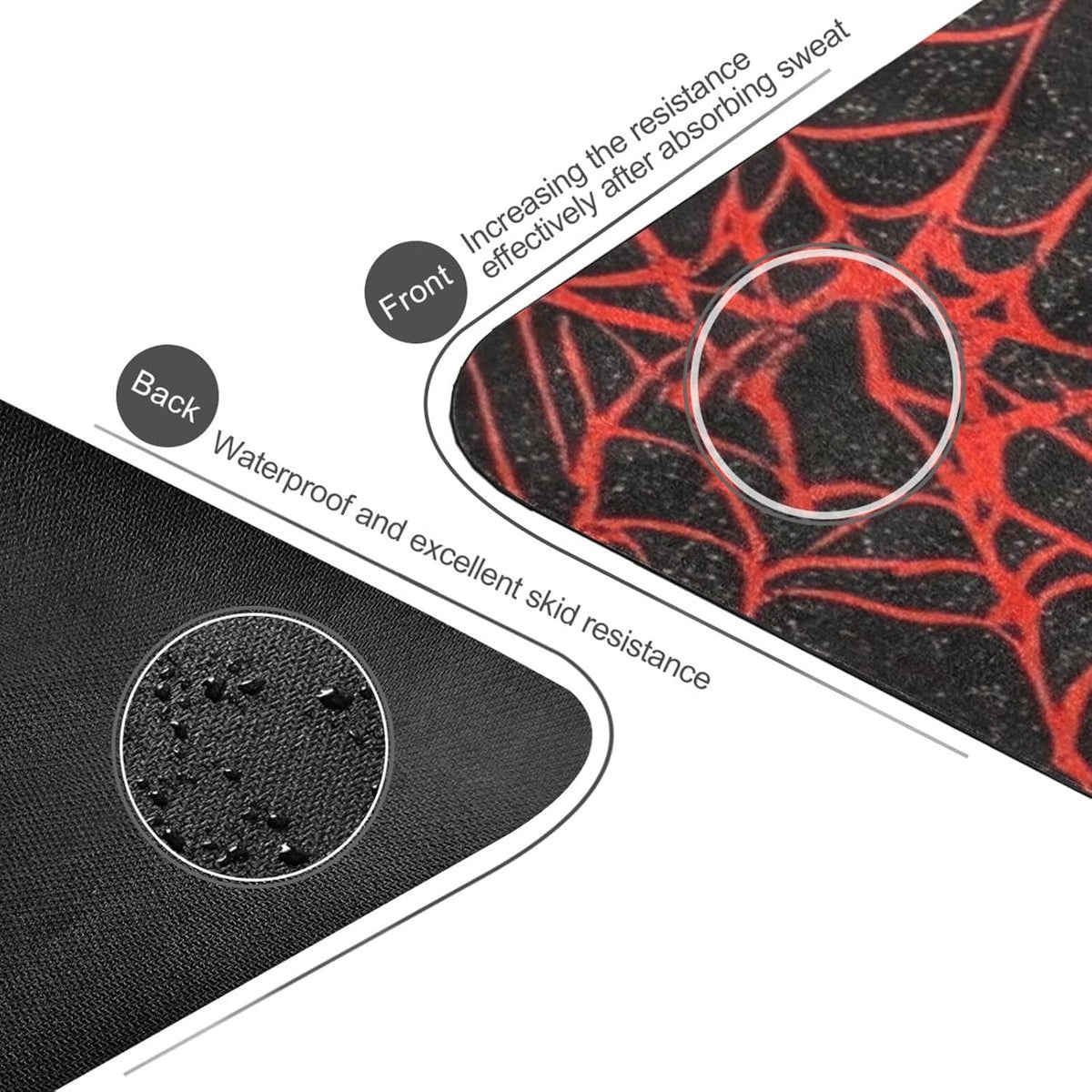 Red and Black Halloween Spider Web printed natural yoga mat Thick 1 mm for outdoor non slip, with Yoga bag cover tapete para ejercicio 71x26 inches