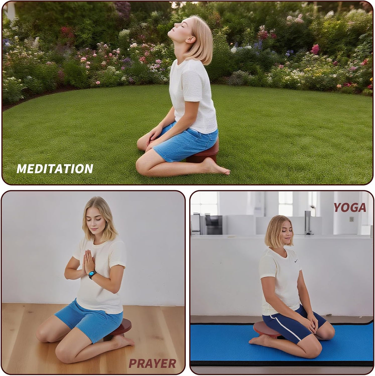 Meditation Bench - Ergonomic Kneeling Stool for Yoga & Prayer, Portable Floor Seating for Home, Office, Travel | Zen & Mindfulness