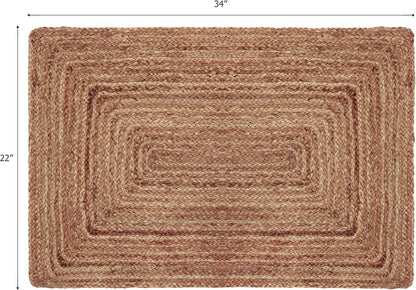 Jute Rug - Braided Handwoven 100% Jute Door Mat - 22x34 inches