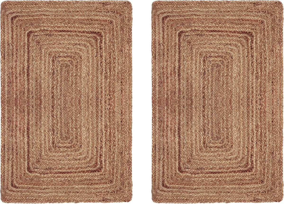 Jute Rug - Braided Handwoven 100% Jute Door Mat - 22x34 inches