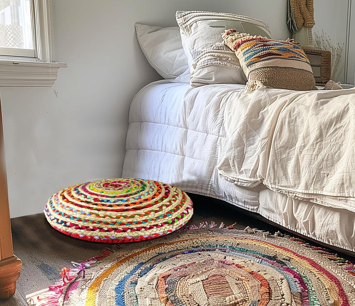 Jute Rug - Braided Handwoven 100% Jute Door Mat - 22x34 inches