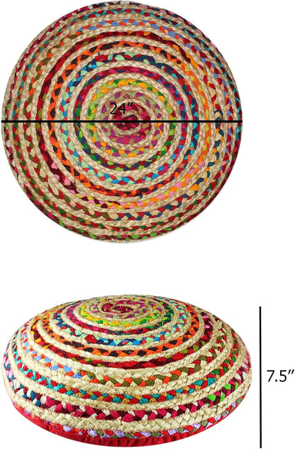 Jute Rug - Braided Handwoven 100% Jute Door Mat - 22x34 inches