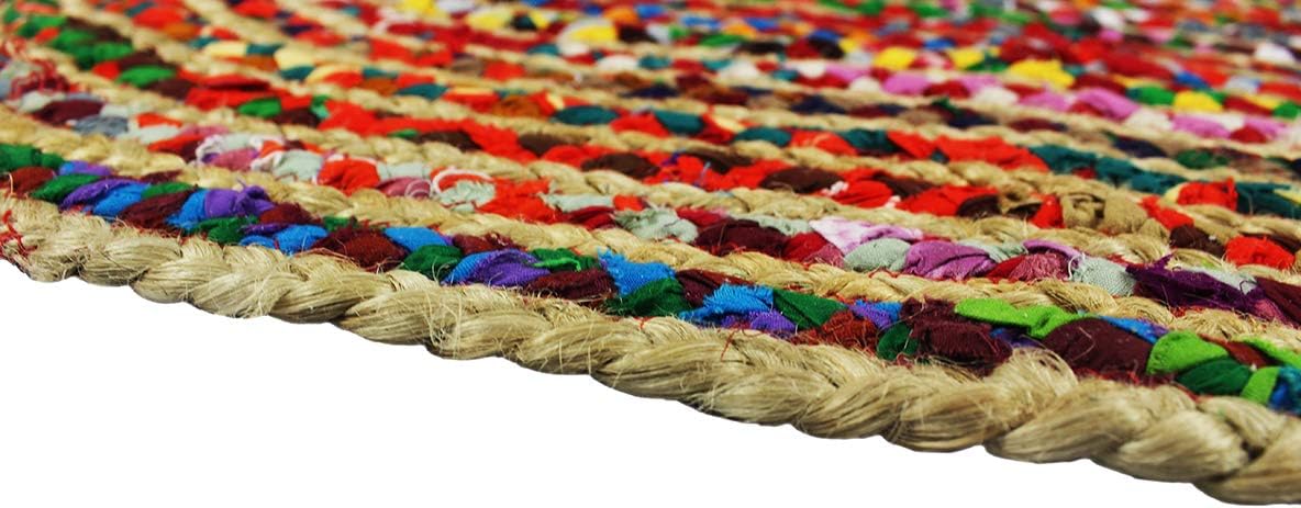 Jute Rug - Braided Handwoven 100% Jute Door Mat - 22x34 inches