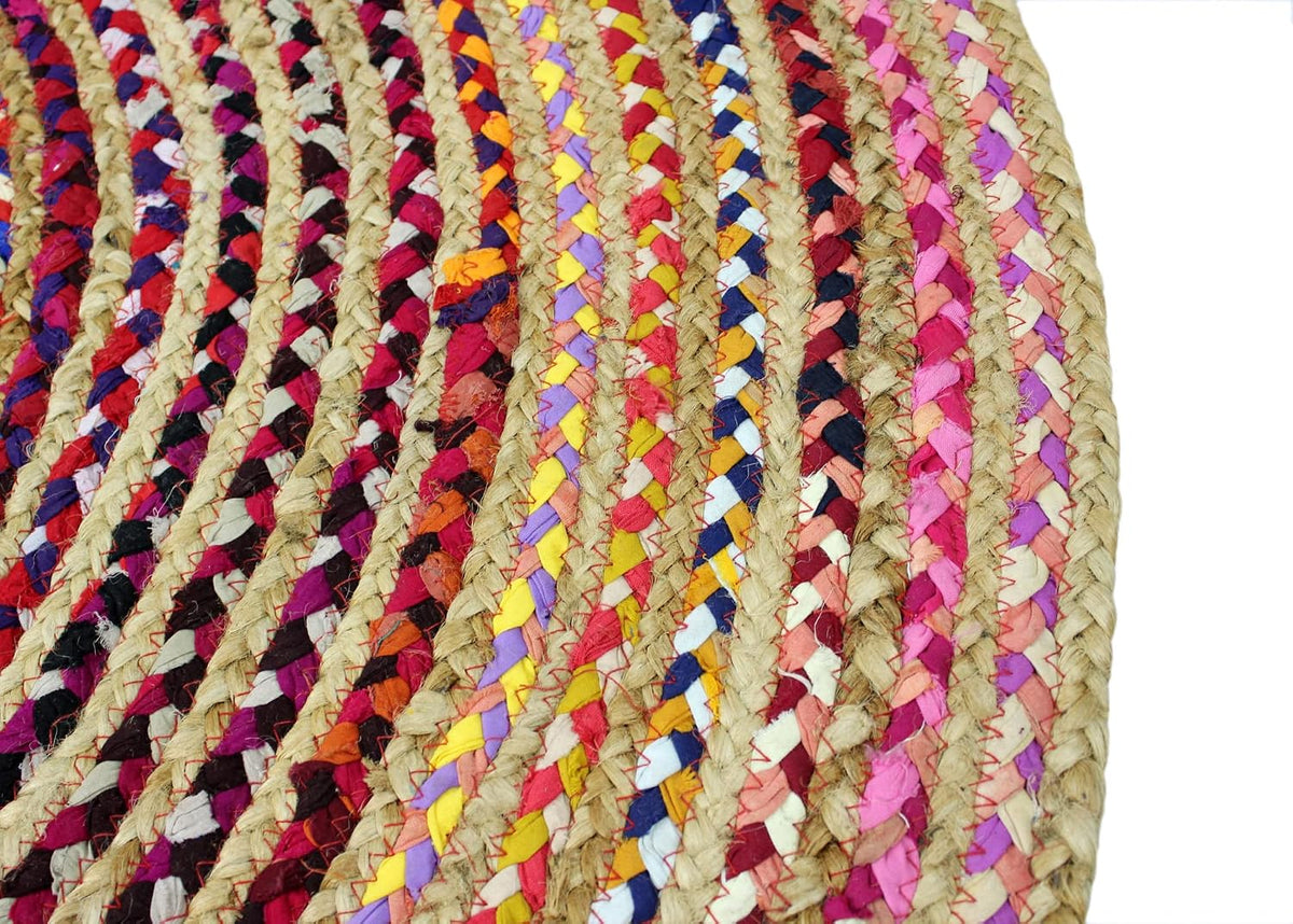 Jute Rug - Braided Handwoven 100% Jute Door Mat - 22x34 inches