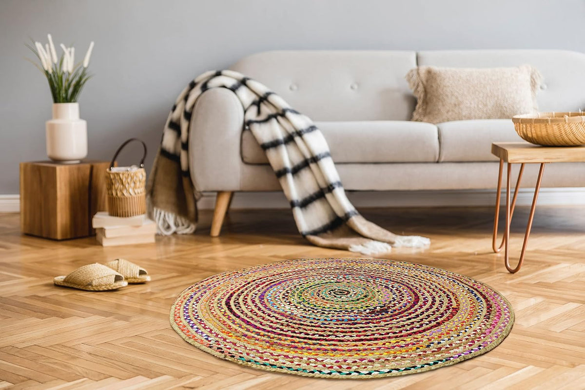 Jute Rug - Braided Handwoven 100% Jute Door Mat - 22x34 inches