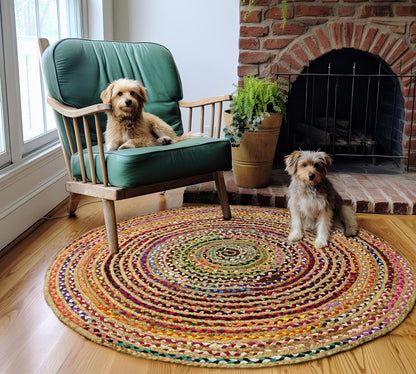 Jute Rug - Braided Handwoven 100% Jute Door Mat - 22x34 inches