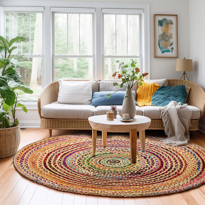 Jute Rug - Braided Handwoven 100% Jute Door Mat - 22x34 inches
