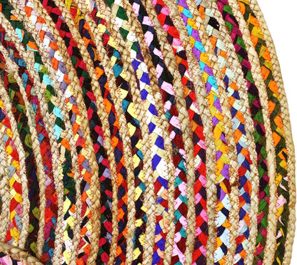 Jute Rug - Braided Handwoven 100% Jute Door Mat - 22x34 inches