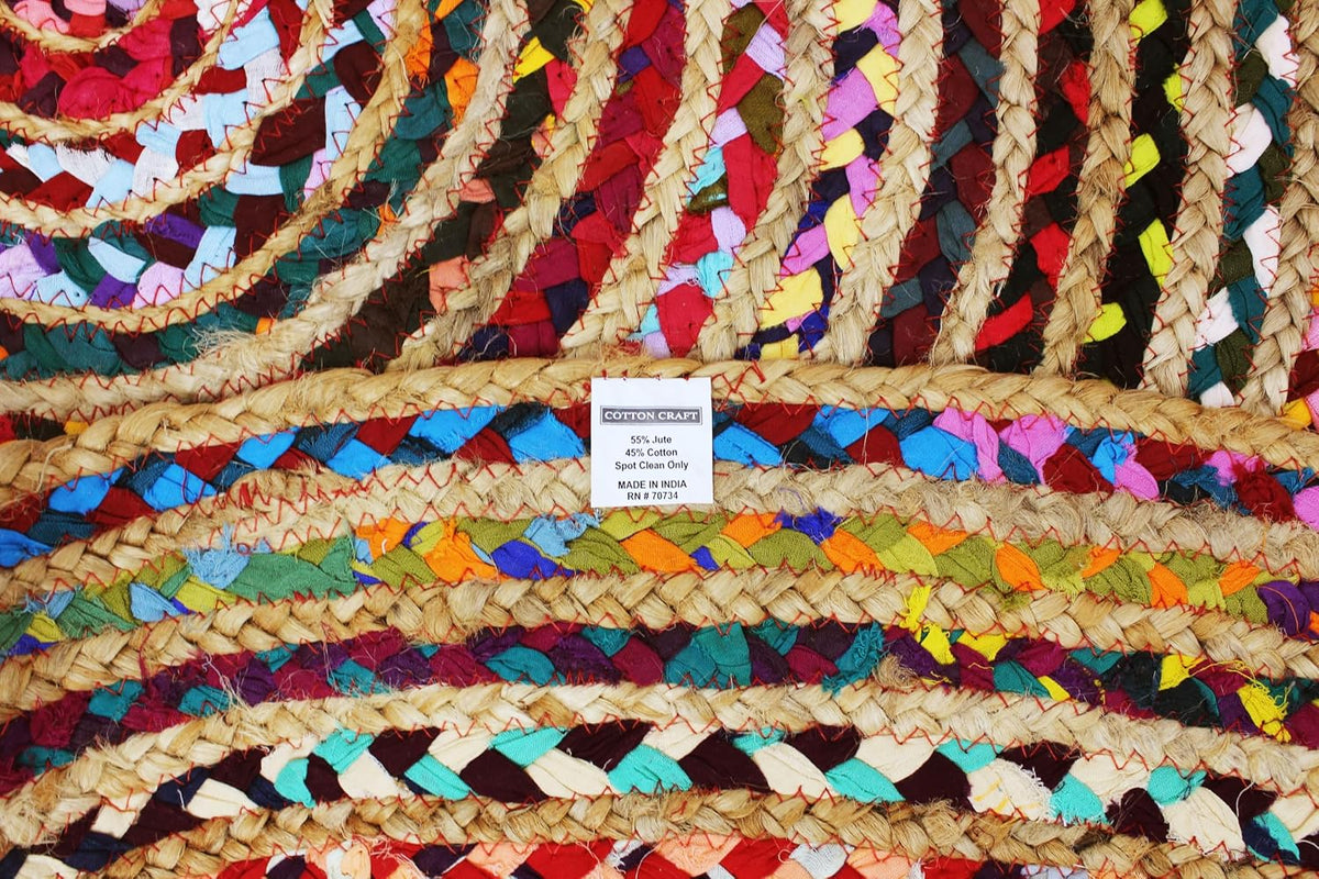 Jute Rug - Braided Handwoven 100% Jute Door Mat - 22x34 inches