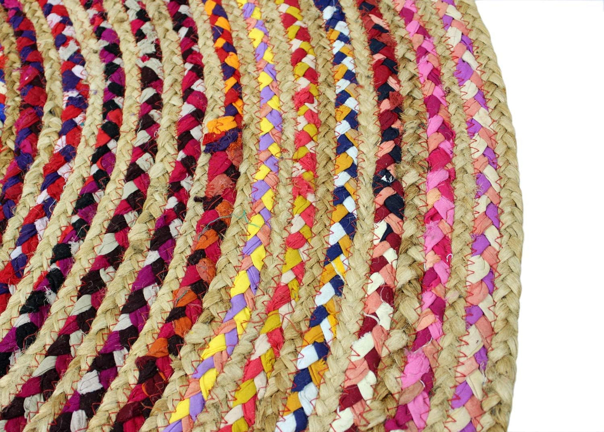 Jute Rug - Braided Handwoven 100% Jute Door Mat - 22x34 inches