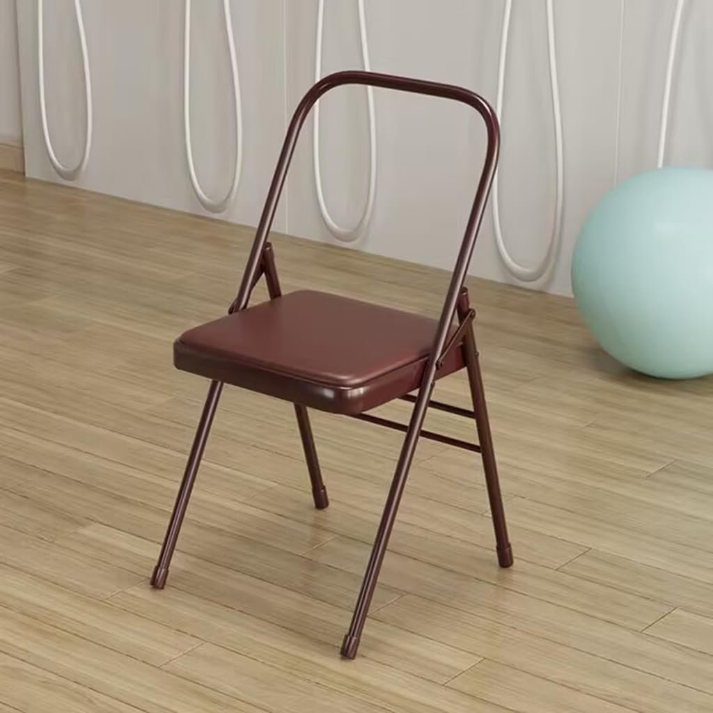 Iyengar Yoga Chair,Backless Yoga Chair,Yoga Auxiliary Foldable Chair Yoga Equipment Metal Folding Chair Balance Handstand Foldable Design,high Load-Bearing Capacity,Brown-41 * 41 * 83cm