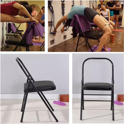 Iyengar Yoga Chair,Backless Yoga Chair,Yoga Auxiliary Foldable Chair Yoga Equipment Metal Folding Chair Balance Handstand Foldable Design,high Load-Bearing Capacity,Brown-41 * 41 * 83cm
