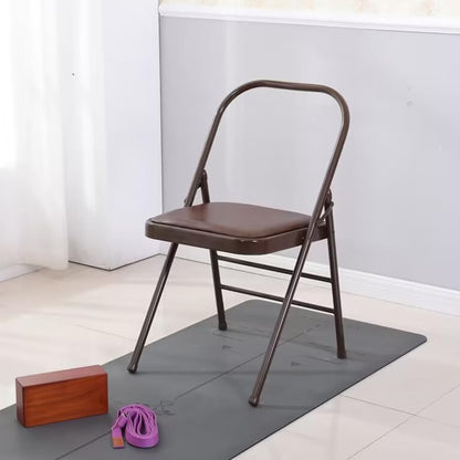 Iyengar Yoga Chair,Backless Yoga Chair,Yoga Auxiliary Foldable Chair Yoga Equipment Metal Folding Chair Balance Handstand Foldable Design,high Load-Bearing Capacity,Brown-41 * 41 * 83cm
