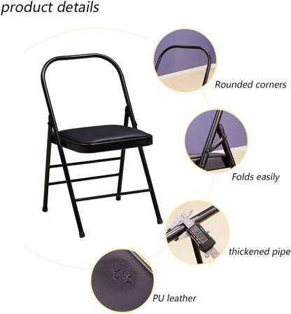 Iyengar Yoga Chair,Backless Yoga Chair,Yoga Auxiliary Foldable Chair Yoga Equipment Metal Folding Chair Balance Handstand Foldable Design,high Load-Bearing Capacity,Brown-41 * 41 * 83cm
