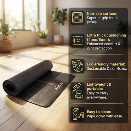 Bliss Premium Yoga Mat - 72" x 27" x 4.5mm Natural Rubber - Non-Slip with Alignment Lines - Sweat-Resistant, Thick Cushioned, Carrying Strap Included - for Yoga, Pilates, Hot Yoga & Fitness