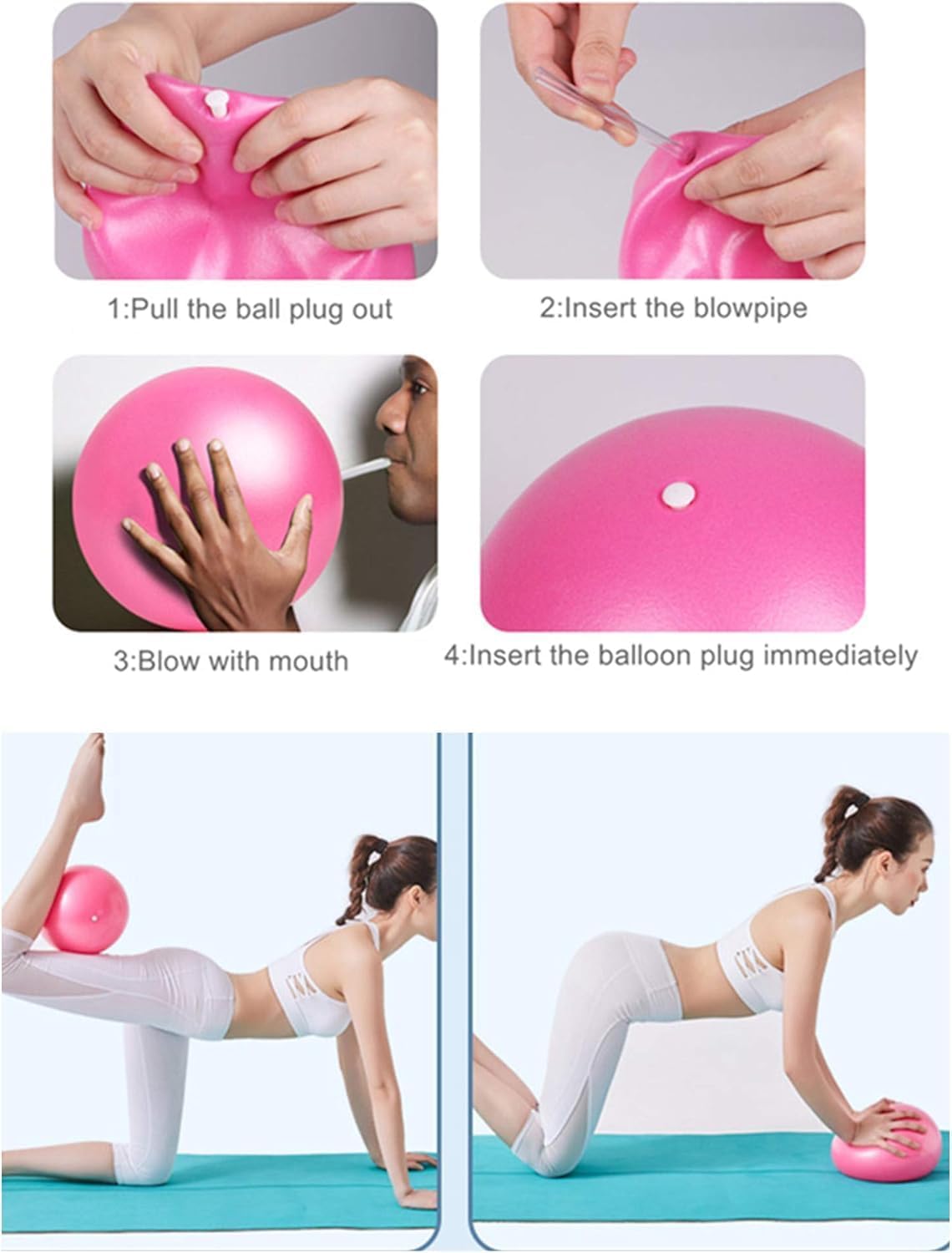 Pilates Ring Circle Set - Workout at Home Workout Equipment Women - Booty Bands Stretching Equipment Pilates Mini Exercise Ball for Legs Arms and Thighs