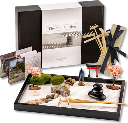 Zen Garden Kit for Desk, Mini Zen Garden 11x8in Decor