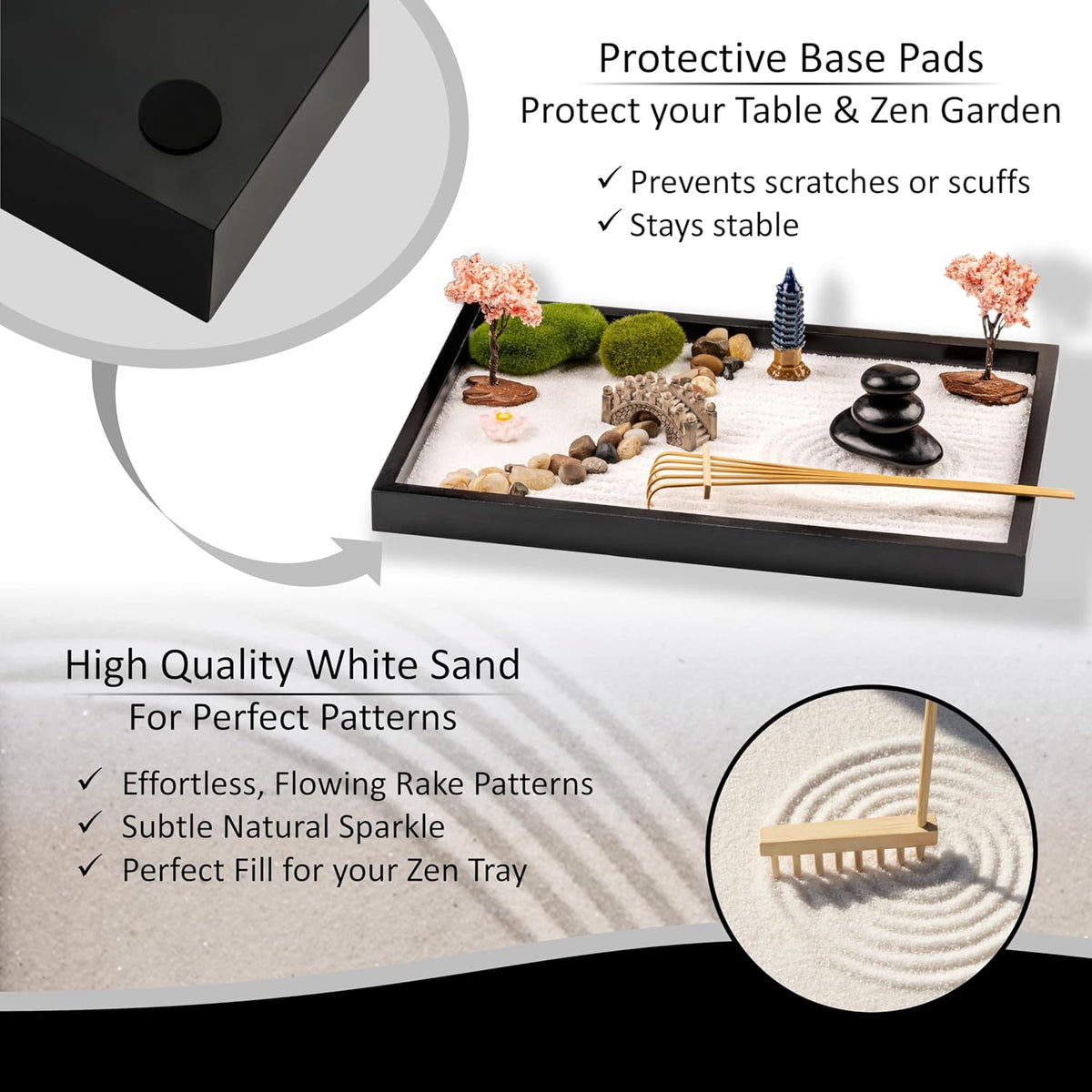 Zen Garden Kit for Desk, Mini Zen Garden 11x8in Decor
