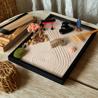 Zen Garden Kit for Desk, Mini Zen Garden 11x8in Decor