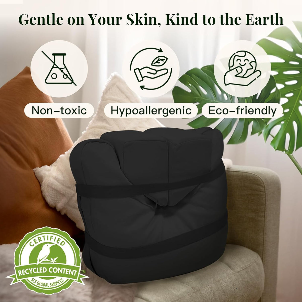 Meditation Cushion Set – Zafu Yoga Floor Pillow with Knee Support Pads, Buckwheat Hull Filling, Carry Bag & Zabuton-Style Base
