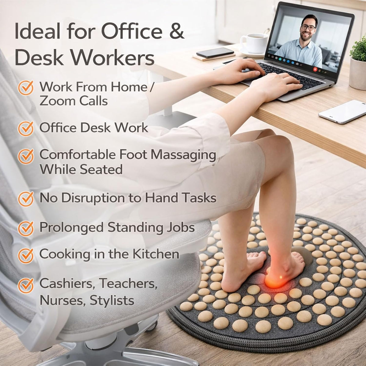 Foot Massage Mat Made from Natural Hardwood for Daily Relaxation, Foldable Acupressure Pad for Standing & Sitting, Designed for Office Workers, Long Standing Jobs & Home Use