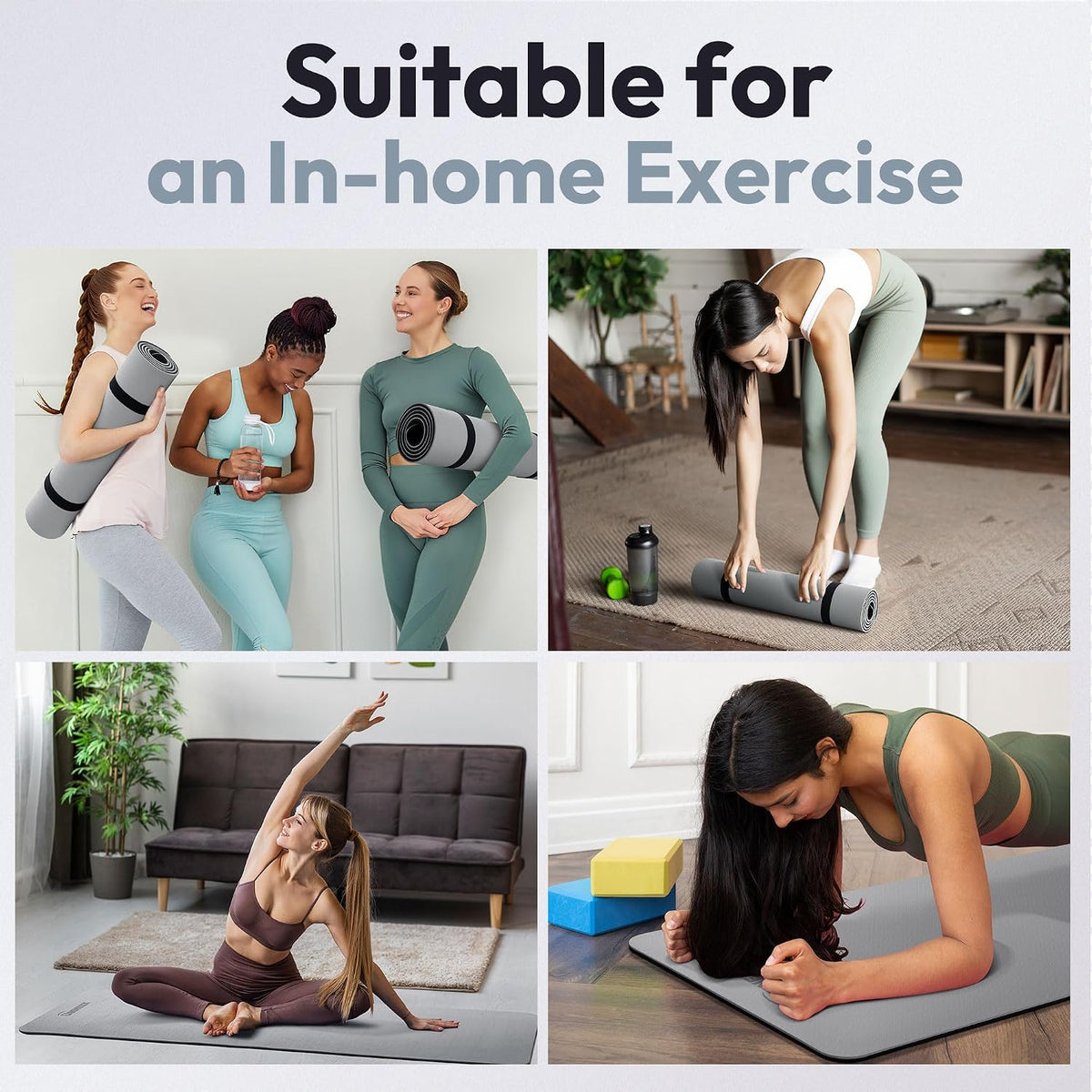 Non Slip Yoga Mat 72"x24" Exercise & Fitness Mat For Women and Men