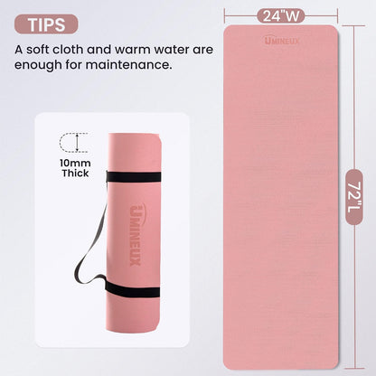 Non Slip Yoga Mat 72"x24" Exercise & Fitness Mat For Women and Men