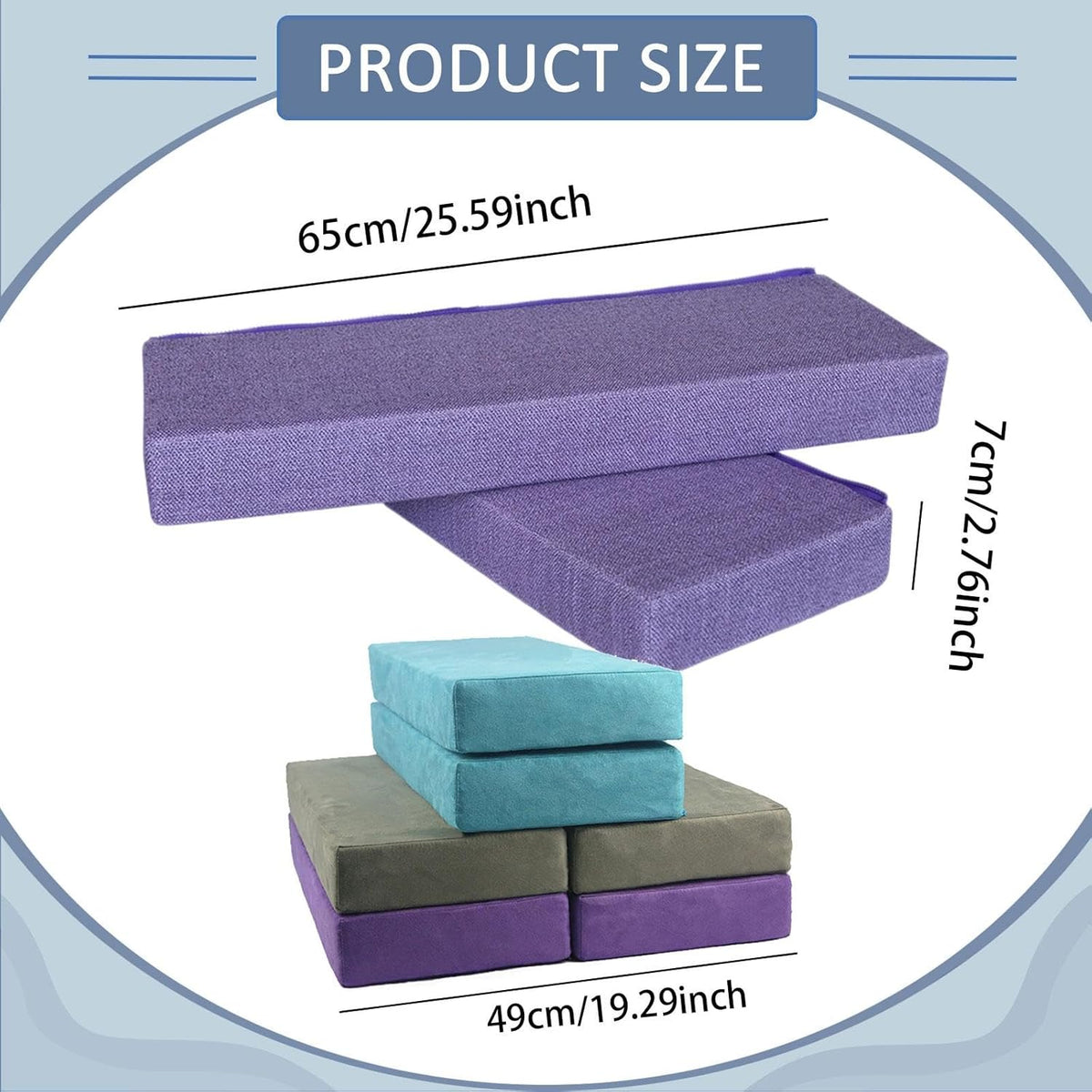 Yoga Bolster Yoga Shoulder Stand Pad for Poses Ergonomic Multipurpose Lightweight Cushion Rectangular Pillow, Linen Purple