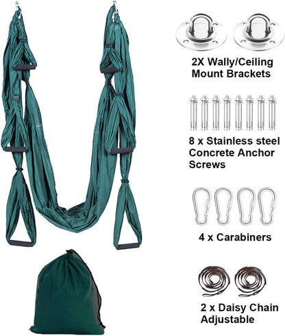 Aerial Trapeze Yoga Hammock Kit - Ultra Strong Antigravity Yoga Flying Sling Inversion Swing Tool Set