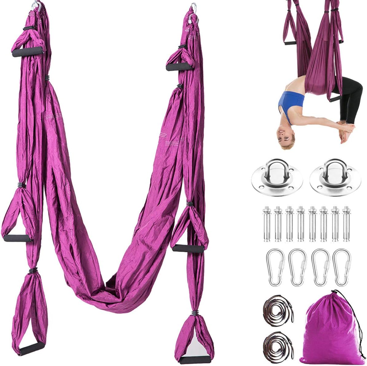 Aerial Trapeze Yoga Hammock Kit - Ultra Strong Antigravity Yoga Flying Sling Inversion Swing Tool Set