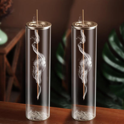 Incense Holder for Sticks [Anti-Ash Flying], Modern Insence-Stick Burner Holder with Removable Glass Ash Catcher, for Home Decor Yoga Meditation (Champagne Gold)