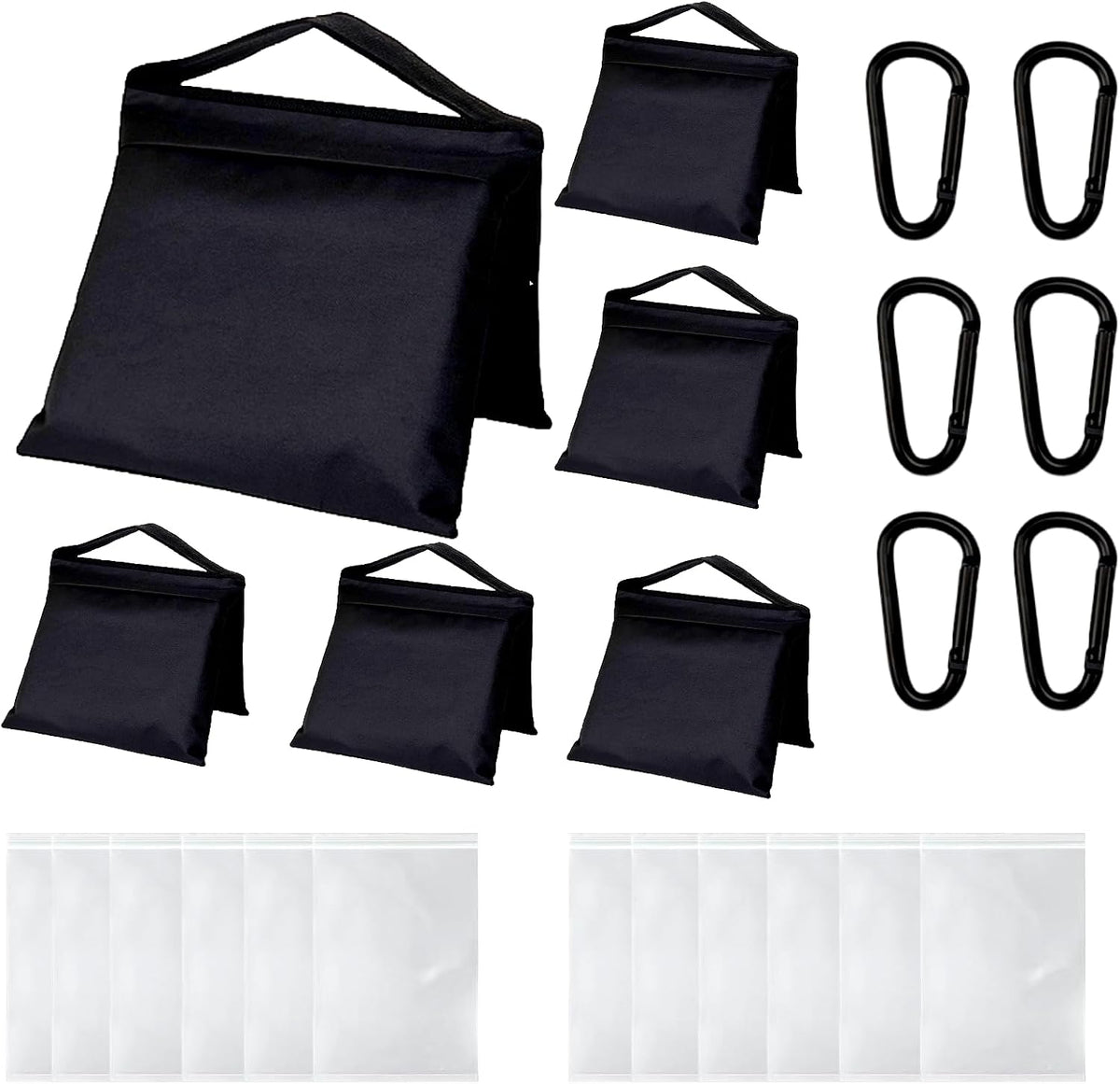 6 Pack Sandbags with 12 PE Bags, Sand Bag for Backdrop Stand