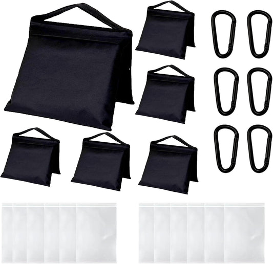 6 Pack Sandbags with 12 PE Bags, Sand Bag for Backdrop Stand
