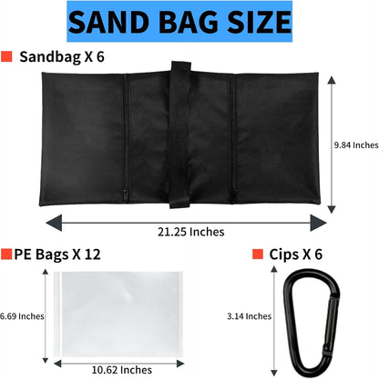 6 Pack Sandbags with 12 PE Bags, Sand Bag for Backdrop Stand