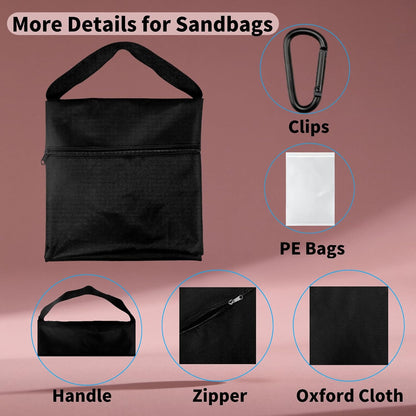 6 Pack Sandbags with 12 PE Bags, Sand Bag for Backdrop Stand