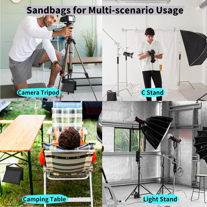 6 Pack Sandbags with 12 PE Bags, Sand Bag for Backdrop Stand
