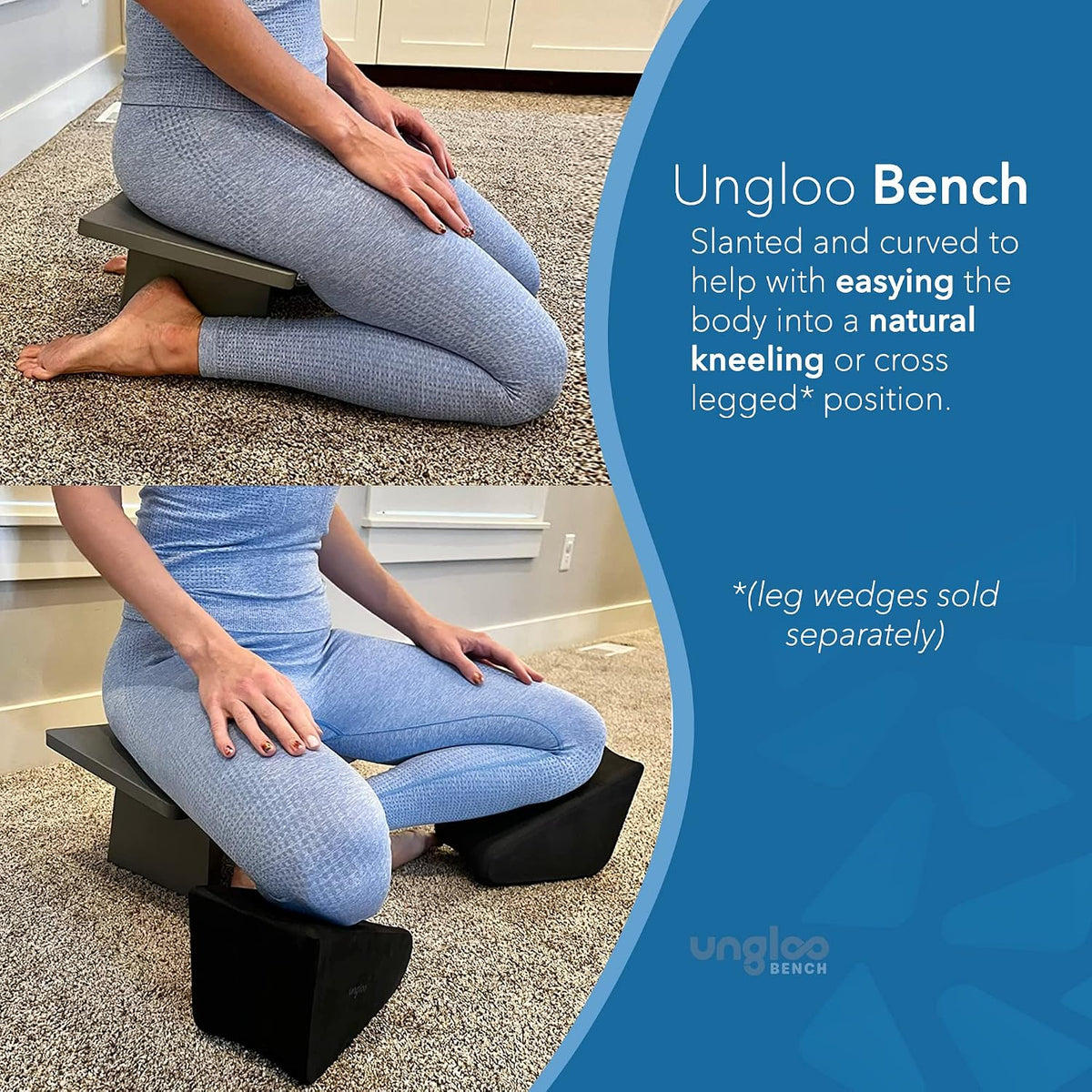 Meditation Bench | Wide Tall Sturdy Stable Cross Legged & Kneeling Stool | Easy on Hips and Knees | Meditation and Prayer Bench | Lightweight Sustainable Bamboo Meditation Stool