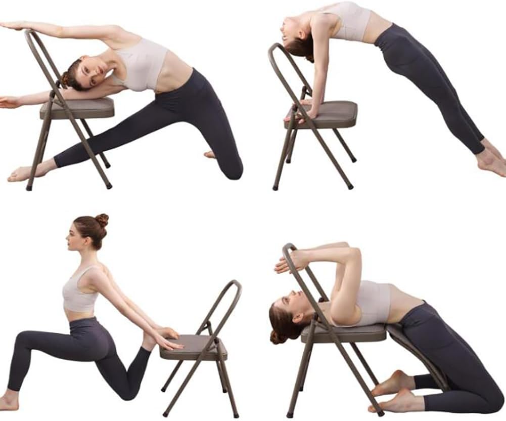 Pilates Yoga Chair,Yoga Auxiliary Chair Backless Yoga Chair Iyengar Auxiliary Chair with Non-Slip Feet Covers Stable,Black