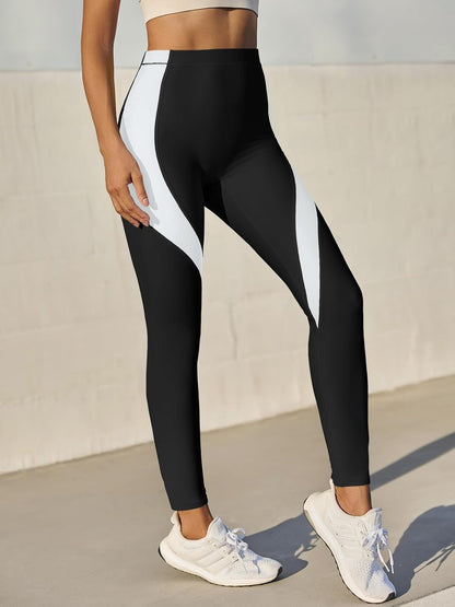 Womens High Waisted Leggings Color Block Yoga Pants Workout Running Stretchy No See Through Leggings