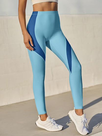 Womens High Waisted Leggings Color Block Yoga Pants Workout Running Stretchy No See Through Leggings