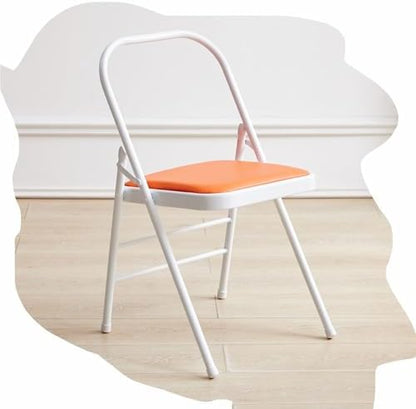Folding Yoga Auxiliary Chair, Iyengar Beginner Yoga Chair, Foldable Balance Handstand Training Tool for Back Pain Relieving,Orange-One Size