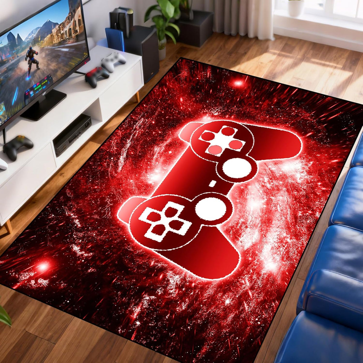 Video Game Rug - Gaming Themed Rug Gamepad Controller Area Rugs for Bedroom Gaming Carpet for Boys Game Carpet for Playrooms Bedroom Doormat Yoga Mats