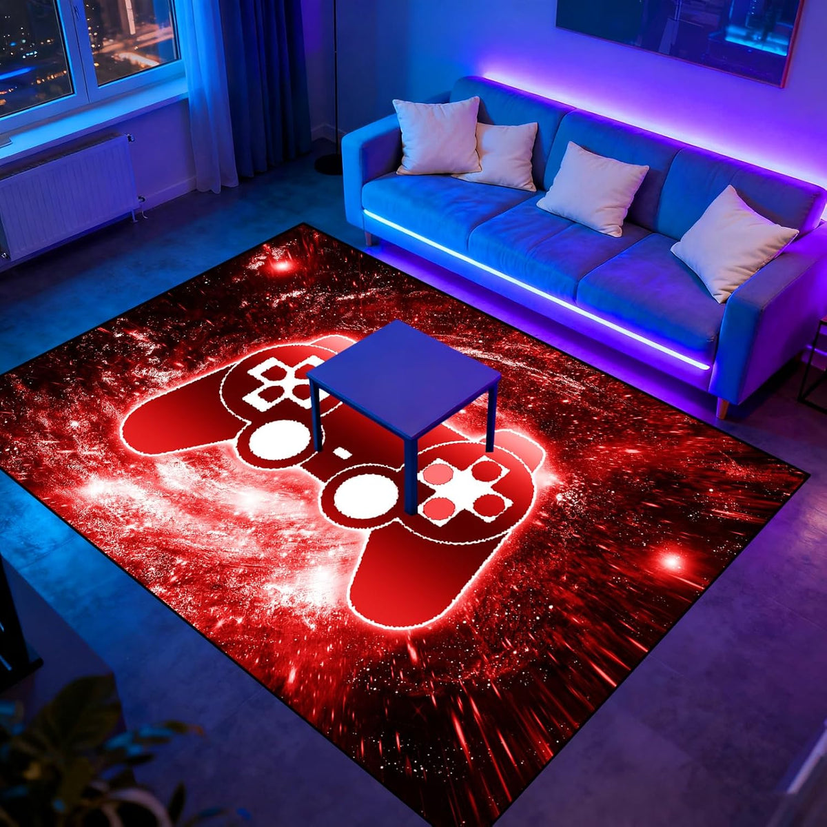 Video Game Rug - Gaming Themed Rug Gamepad Controller Area Rugs for Bedroom Gaming Carpet for Boys Game Carpet for Playrooms Bedroom Doormat Yoga Mats