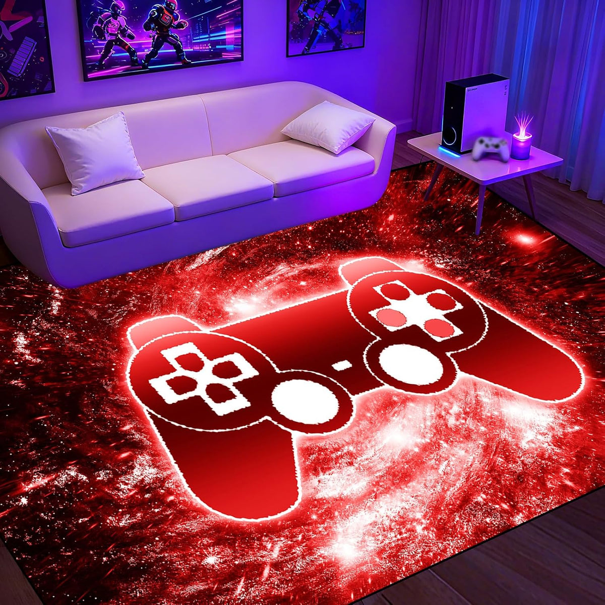Video Game Rug - Gaming Themed Rug Gamepad Controller Area Rugs for Bedroom Gaming Carpet for Boys Game Carpet for Playrooms Bedroom Doormat Yoga Mats