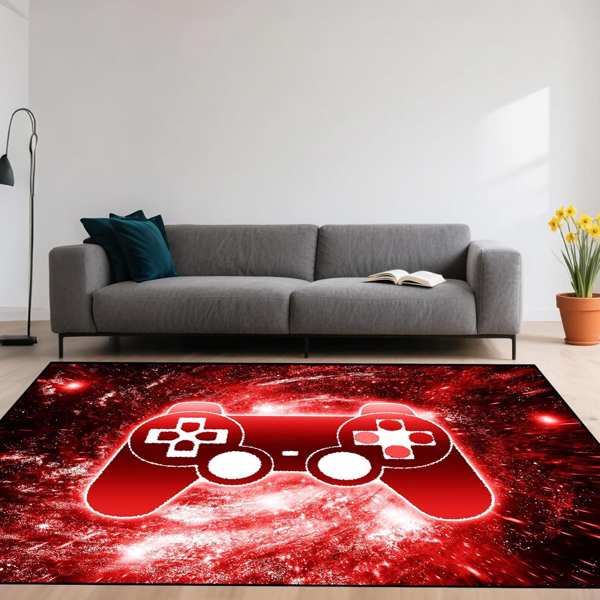 Video Game Rug - Gaming Themed Rug Gamepad Controller Area Rugs for Bedroom Gaming Carpet for Boys Game Carpet for Playrooms Bedroom Doormat Yoga Mats