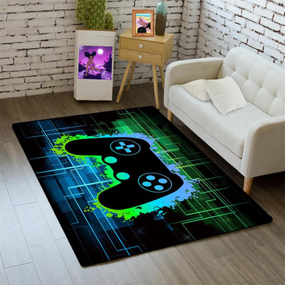 Video Game Rug - Gaming Themed Rug Gamepad Controller Area Rugs for Bedroom Gaming Carpet for Boys Game Carpet for Playrooms Bedroom Doormat Yoga Mats