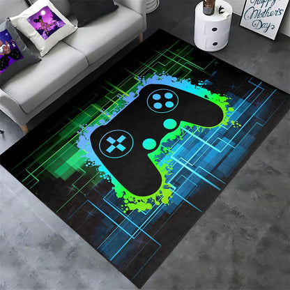 Video Game Rug - Gaming Themed Rug Gamepad Controller Area Rugs for Bedroom Gaming Carpet for Boys Game Carpet for Playrooms Bedroom Doormat Yoga Mats