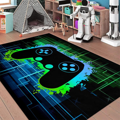 Video Game Rug - Gaming Themed Rug Gamepad Controller Area Rugs for Bedroom Gaming Carpet for Boys Game Carpet for Playrooms Bedroom Doormat Yoga Mats