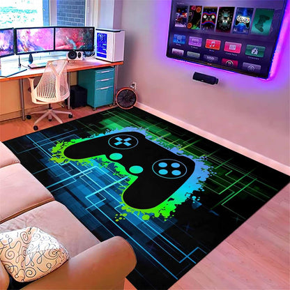 Video Game Rug - Gaming Themed Rug Gamepad Controller Area Rugs for Bedroom Gaming Carpet for Boys Game Carpet for Playrooms Bedroom Doormat Yoga Mats