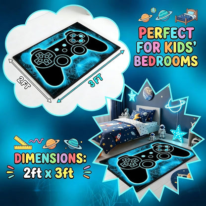 Video Game Rug - Gaming Themed Rug Gamepad Controller Area Rugs for Bedroom Gaming Carpet for Boys Game Carpet for Playrooms Bedroom Doormat Yoga Mats